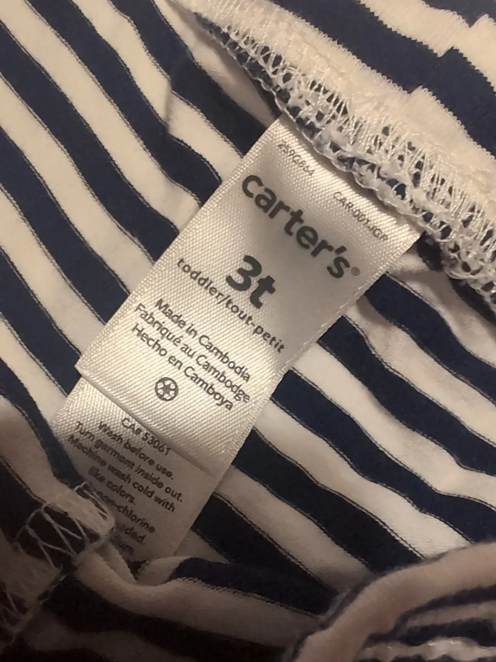 Carter's Navy and White Striped Top